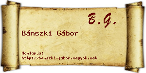 Bánszki Gábor névjegykártya